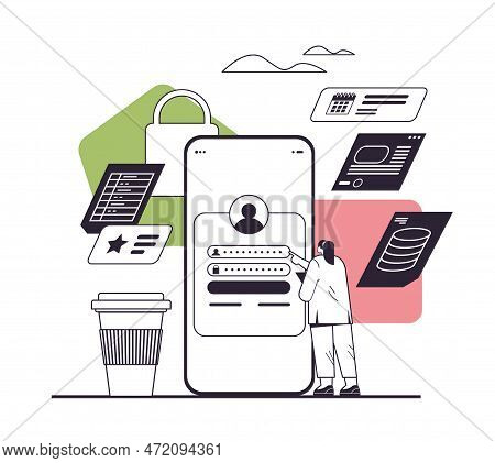 Businesswoman Entering Passcode In Personal Business Account On Smartphone Screen Person Data Securi