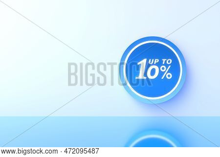 3d Rendering. 10 Percent Off With Freespace For Texting On Pastel Blue Background. Special Offer 10%