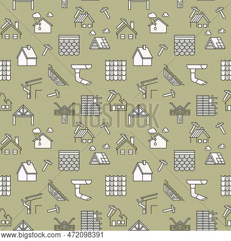Roof Repair Colored Seamless Pattern - Roofing Concept Modern Background