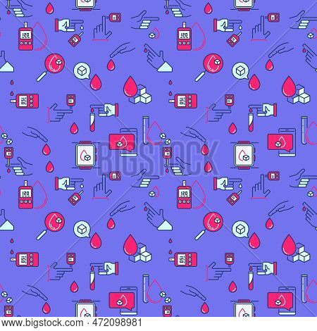 Glycemia Vector Concept Colored Seamless Pattern Or Background