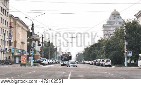 Chita, Russia - August 9, 2021: Central Streets Of The City Of Chita.