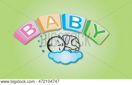 Baby 3d Text Effect T Shirt Design, Cute, Beautiful, Star, Cloud, Baby Sleep