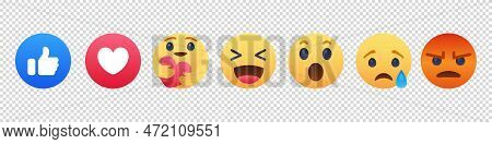 Vinnitsa, Ukraine - December 20, 2022: Facebook Emoji Smile Icon Set .