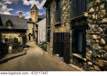 A Narrow Street Ina Very Small Village Of The Spanish Pyrenees