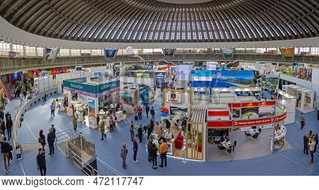 Belgrade, Serbia - February 23, 2023: Aerial View Of International Tourism Fair Expo Travel Event In