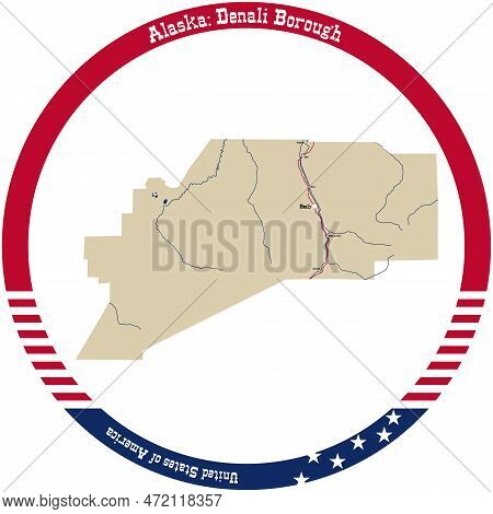 Map Of Denali Borough In Alaska, Usa Arranged In A Circle.