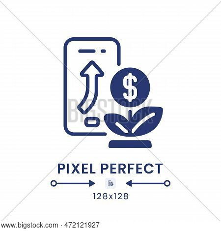 Trading And Investment App Black Solid Desktop Icon. Stock Market. Financial Management. Pixel Perfe