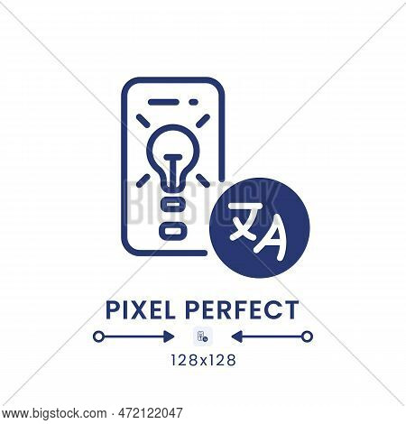 Language Learning App Black Solid Desktop Icon. Educational Software. Grammar Skills. Pixel Perfect 