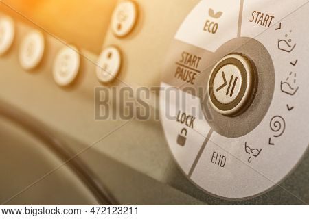 Washing Machine.modern Washing Machine Front Panel With Display.knob For Selecting The Modes Of Wash