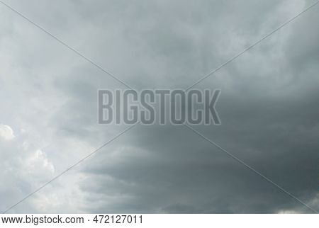 A Storm Clouds Grey Cloudy Horizon Background Dramatic Stratosphere.