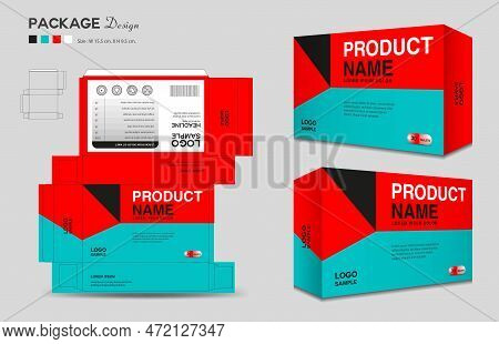Supplements And Cosmetic Box Design, Package Design Template, Box Outline, Box Packaging Design, Lab