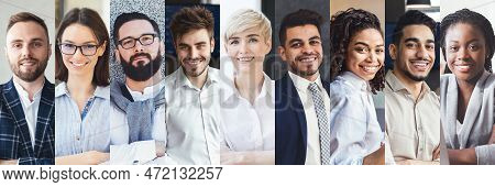 Group Of Millennial Multiracial Business Professionals, Set Of Headshots