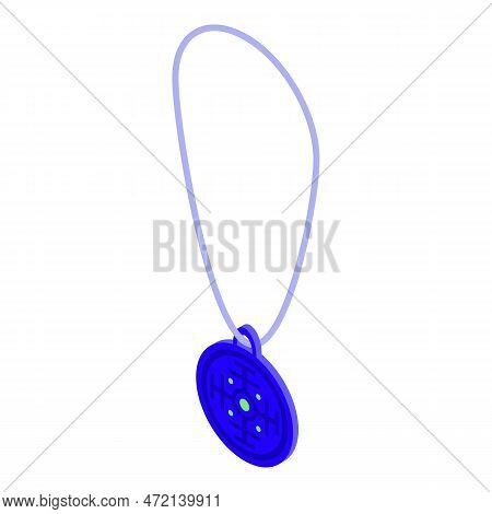 Blue Amulet Icon Isometric Vector. Cute Magic. Game Design