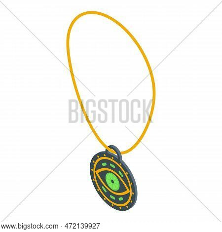 Magic Amulet Icon Isometric Vector. Japan Game. Eye Hand