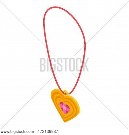 Heart Amulet Icon Isometric Vector. Magic Design. Game Viking