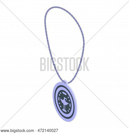 Silver Amulet Icon Isometric Vector. Magic Japan. Hand Stamp