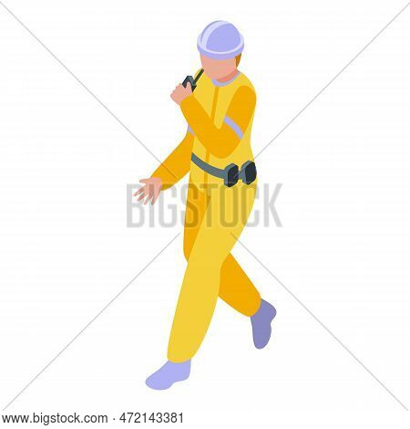 Factory Gasman Icon Isometric Vector. Gas Worker. Man Engineer