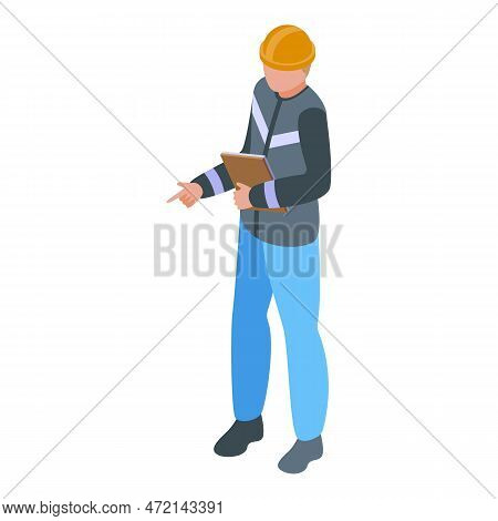 Gasman Worker Icon Isometric Vector. Gas Industry. Man Factory