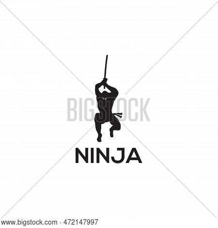 Black Ninja Icon Logo Design Vector Illustration Template