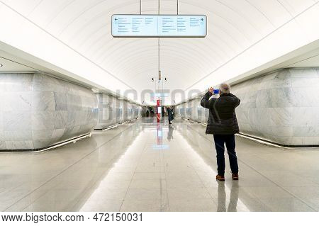 Moscow March 05, 2023, The Metro Station Of The Bolshaya Koltsevaya Metro Line Marina Grove Is Open,