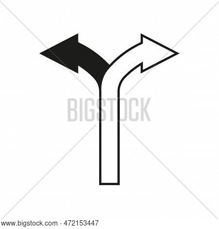 Two Arrows Out One. Editable Icon Symbol. Vector Illustration.