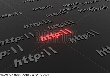 Http Symbol Sign On Black Background 3d Render. Hypertext Transfer Protocol Secure Web 3