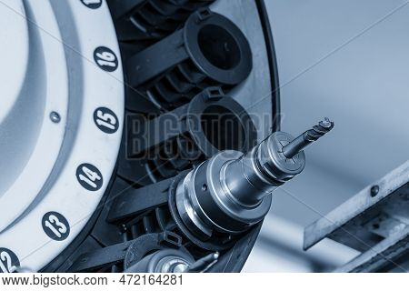 The Radius End Mill  Tool In The Tool Magazine Of Machining Center. The Automatic Toll Change ,atc O