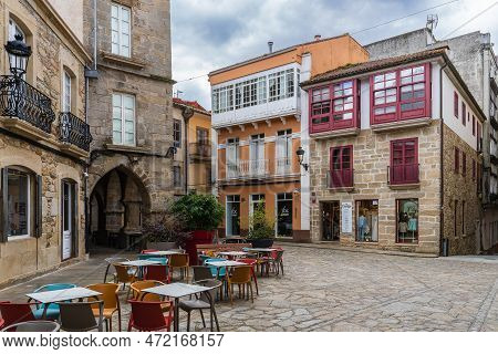 Noia, Galicia, March 1, 2023. Street In The City Of Noia, In Galicia, Spain.