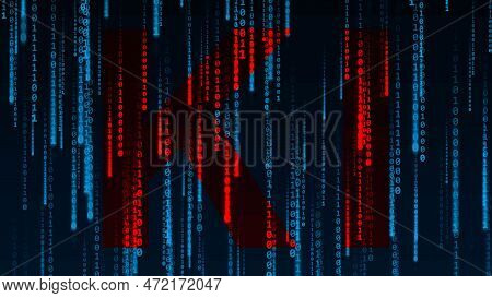 Artificial Intelligence (in German - Kuenstliche Intelligenz) - Ai (ki) Sign In Red In Blue Rain Of 