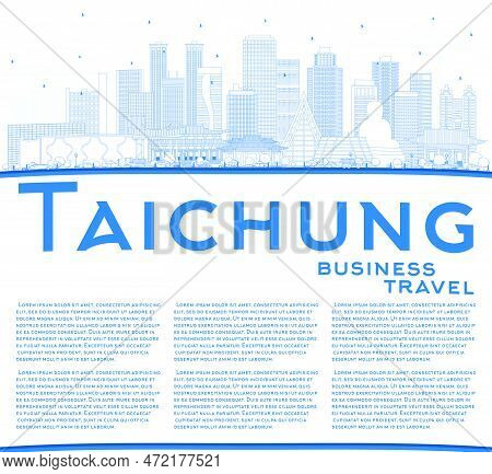 Outline Taichung Taiwan City Skyline With Blue Buildings And Copy Space. Vector Illustration. Busine