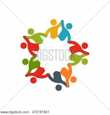 Vector Icon Graphic Teamwork Hug -group Of People