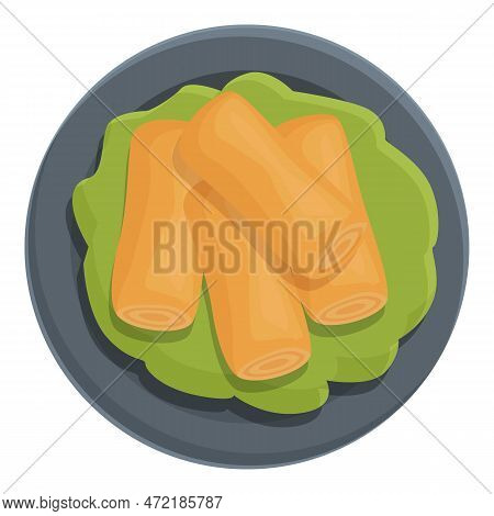 Menu Breakfast Icon Cartoon Vector. Roll Food. Meal Fried