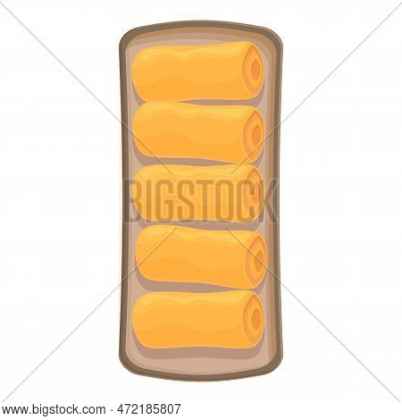 Menu Spring Roll Icon Cartoon Vector. Food Cuisine. Meal Dinner