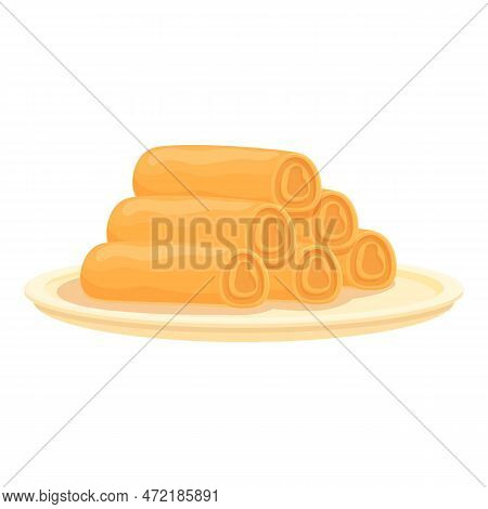 Fried Spring Roll Icon Cartoon Vector. Food Cuisine. China Meal
