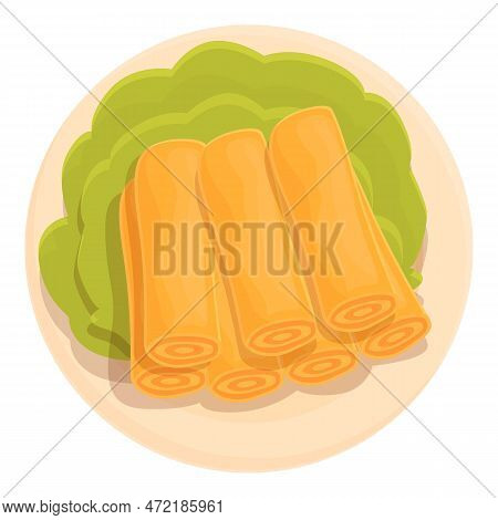 Spring Roll Menu Icon Cartoon Vector. Food Cuisine. Meal Fried