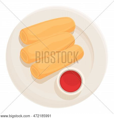 Fresh Spring Roll Icon Cartoon Vector. Food Cuisine. China Meal
