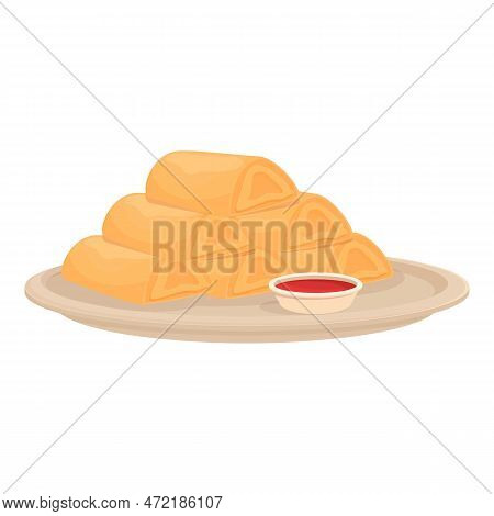 Dinner Lunch Icon Cartoon Vector. Spring Roll. Taiwan Pork