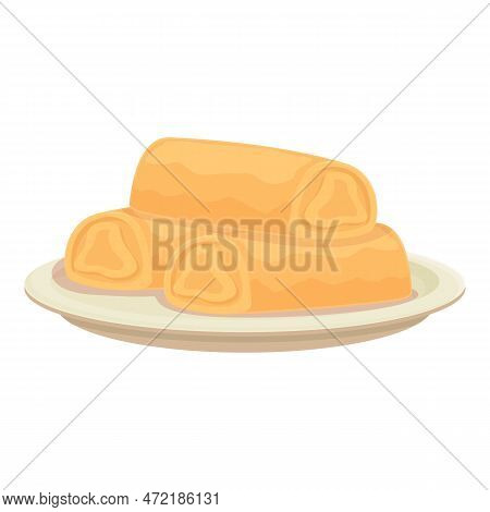 Health Spring Roll Icon Cartoon Vector. Food Cuisine. Taiwan Meal