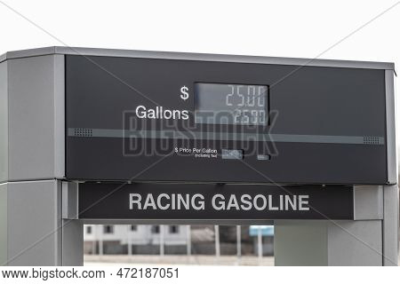 Racing Gasoline Dispenser. Racing Gas And Fuels Contain Additives That Increase The Octane Level Tha