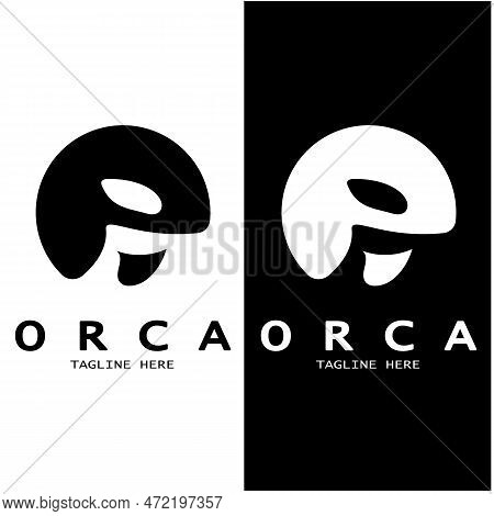 Simple Black Orca Whale Animal Illustration Logo Creative Design, Killer Whale, Underwater Animal. L