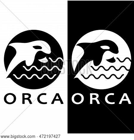 Simple Black Orca Whale Animal Illustration Logo Creative Design, Killer Whale, Underwater Animal. L