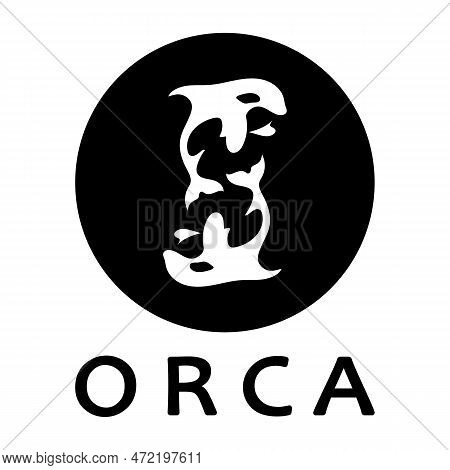 Simple Black Orca Whale Animal Illustration Logo Creative Design, Killer Whale, Underwater Animal. L