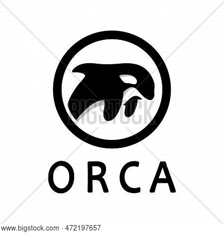 Simple Black Orca Whale Animal Illustration Logo Creative Design, Killer Whale, Underwater Animal. L