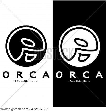 Simple Black Orca Whale Animal Illustration Logo Creative Design, Killer Whale, Underwater Animal. L