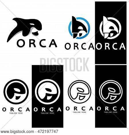 Simple Black Orca Whale Animal Illustration Logo Creative Design, Killer Whale, Underwater Animal. L