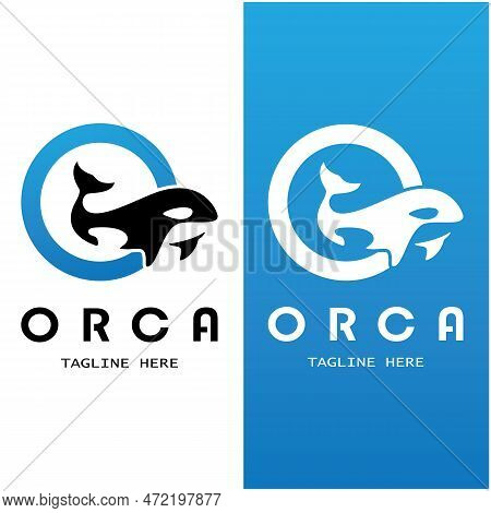 Simple Black Orca Whale Animal Illustration Logo Creative Design, Killer Whale, Underwater Animal. L