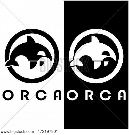 Simple Black Orca Whale Animal Illustration Logo Creative Design, Killer Whale, Underwater Animal. L
