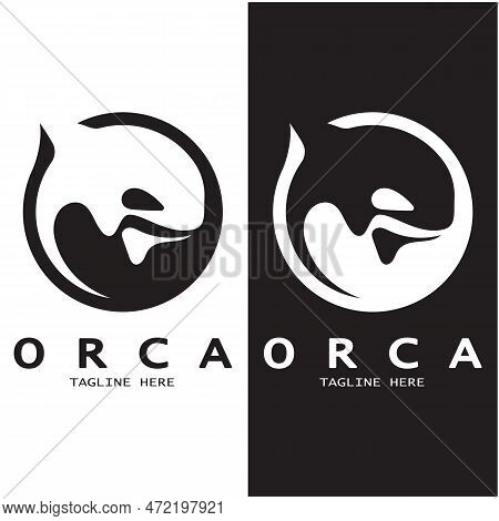 Simple Black Orca Whale Animal Illustration Logo Creative Design, Killer Whale, Underwater Animal. L