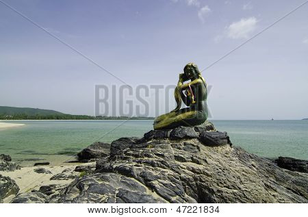 SONGKHLA, THAILAND - JUNE 22: Mermaid statue In Songkhla, Thailand