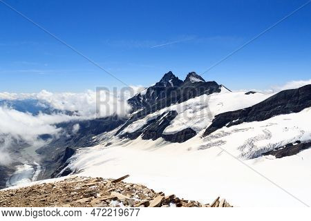 Mountain Grossglockner And Glacier Pasterze Panorama In Glockner Group, Austria